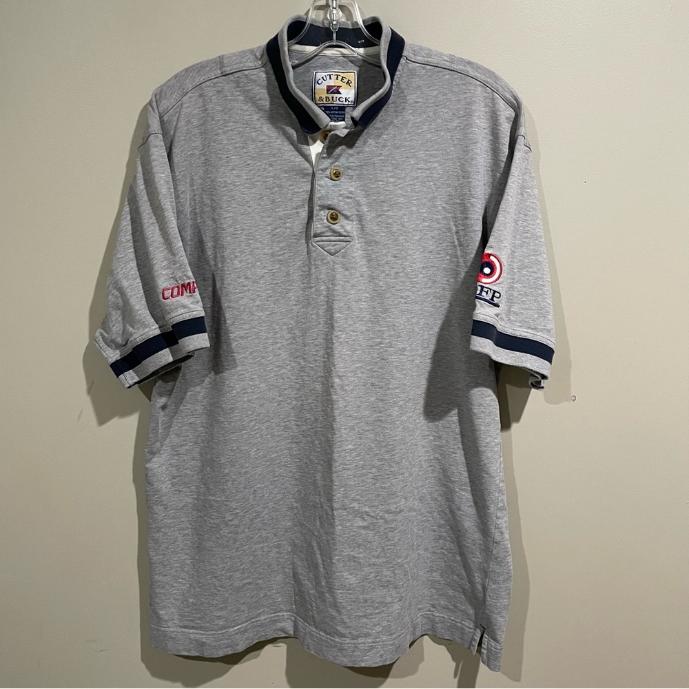 CUTTER AND BUCK GRAY POLO SHIRT , SIZE - LARGE
